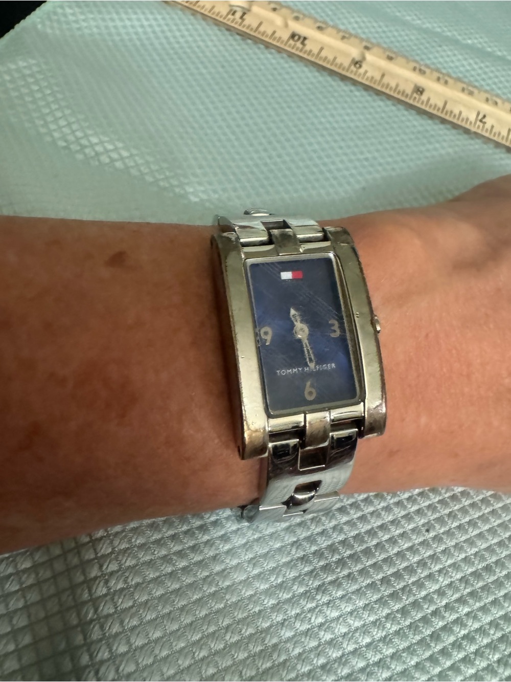 Tommy Hilfiger Silver-Tone Bracelet Watch with Blue Dial